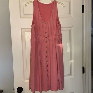 Sleeveless Pink Button-Down Dress